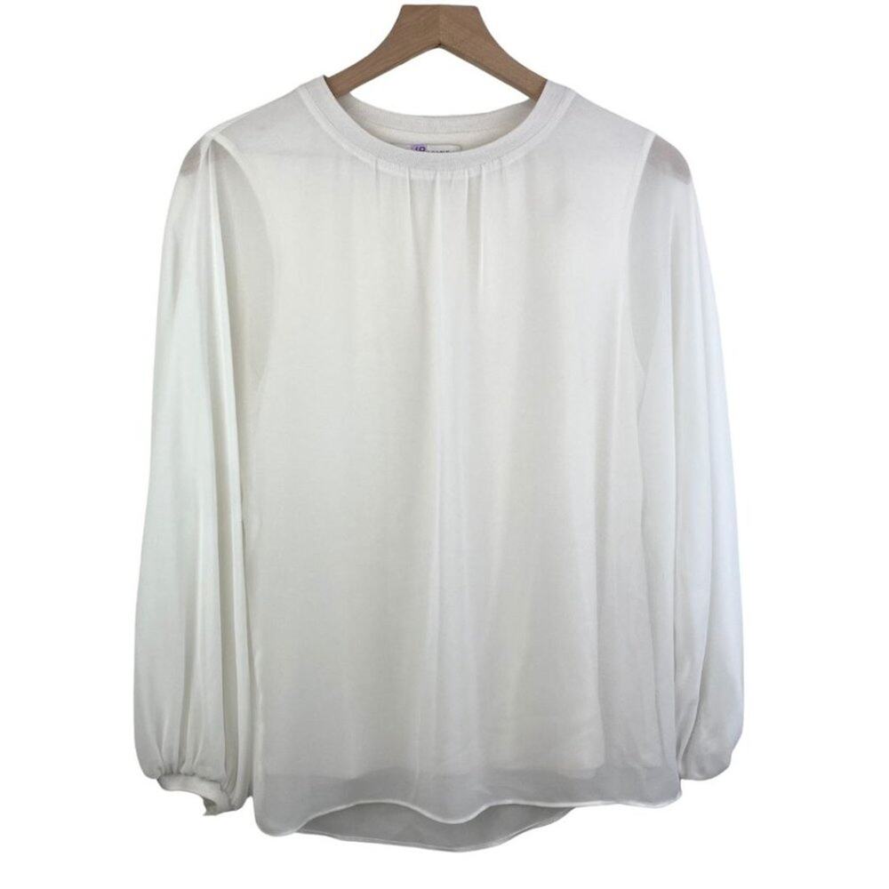 Zara Chiffon Long Sleeve Top White Small